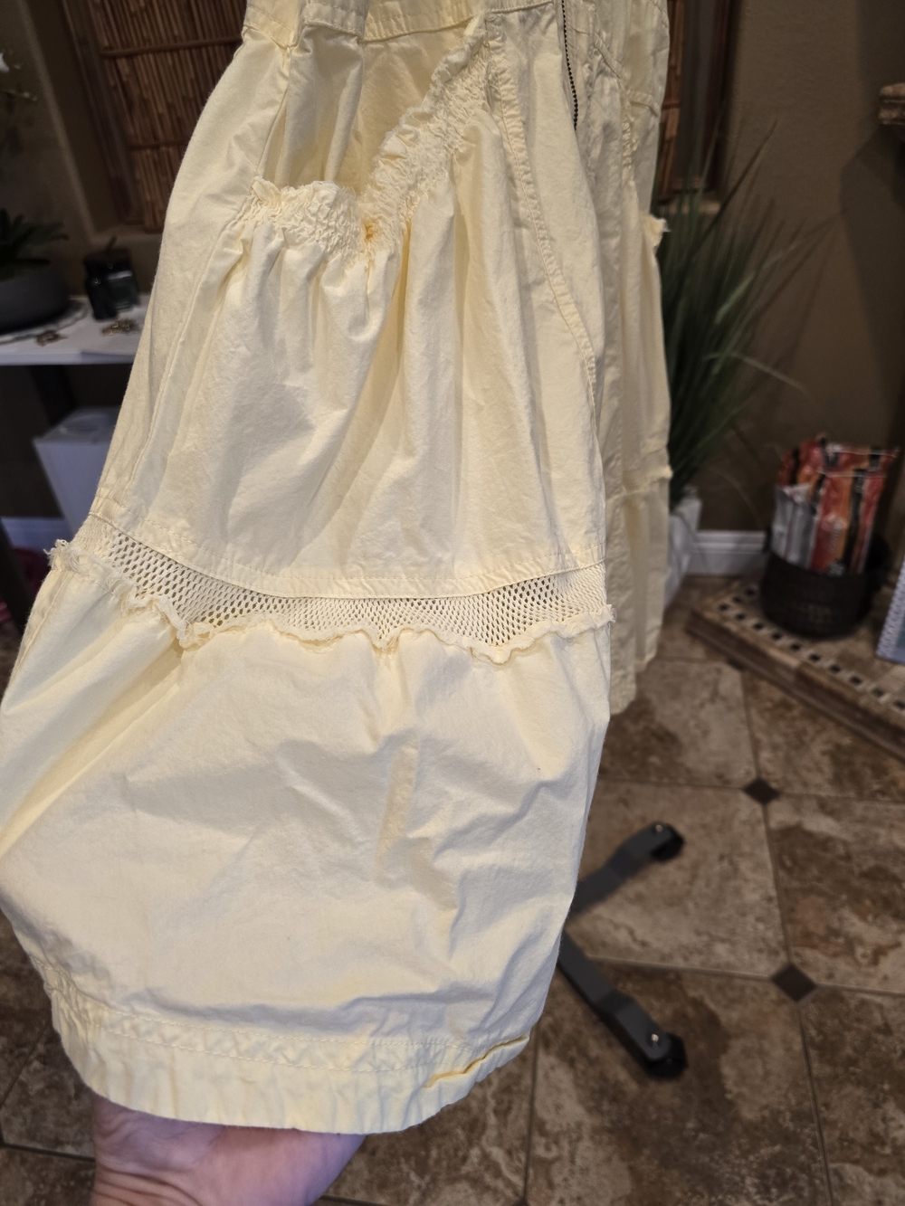 Anthropologie Daily Practice Pale Yellow Sleeveless Tiered Zip-Front Mini Dress - Picture 6 of 7